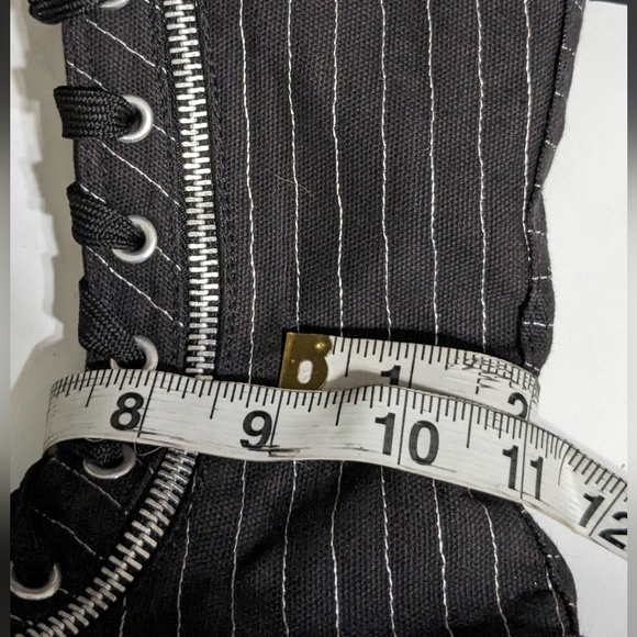 90s/2000 Vintage Demonia Deviant Hi Tops Black White Pinstripe Lace Up Boots - Picture 6 of 12